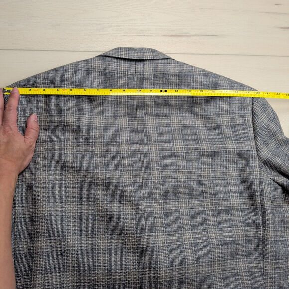 Canali Blazer Sport Coat Mens 38R Silk Wool Windowpane Gray Plaid Suit Italy - Picture 12 of 16